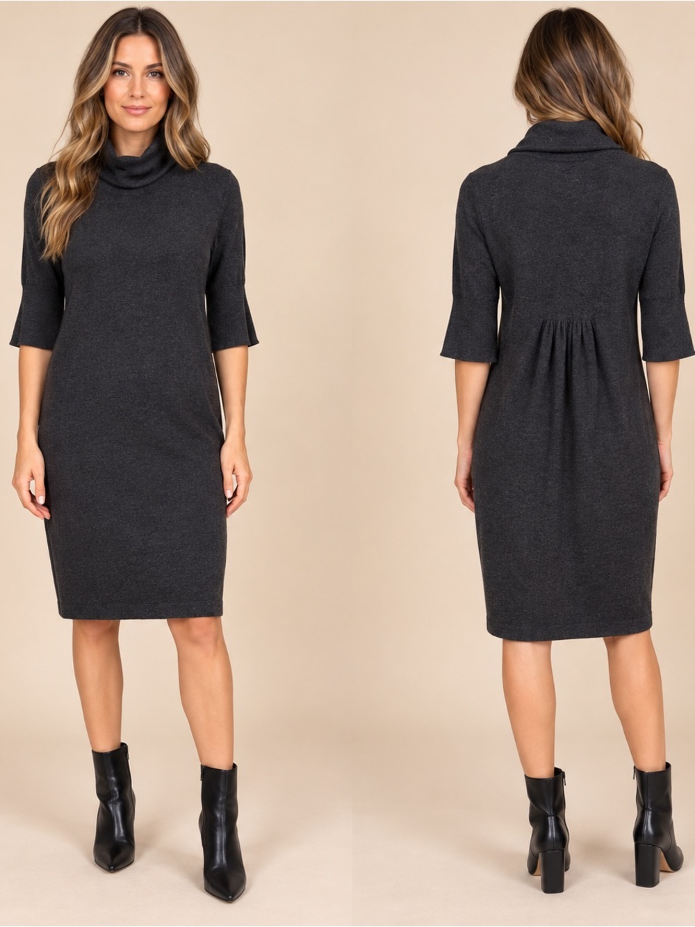 Marc Cain Wool Silk Cashmere Turtleneck Knit Sweater Dress N3